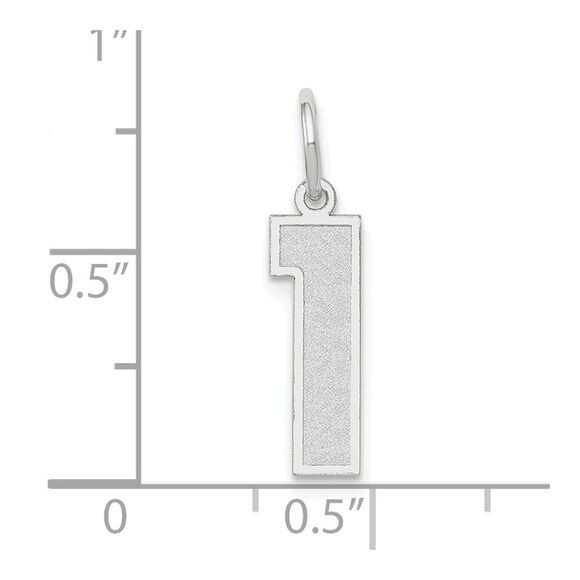 14k White Gold, Jersey Collection, Medium Number 1 Pendant - Picture 4 of 5